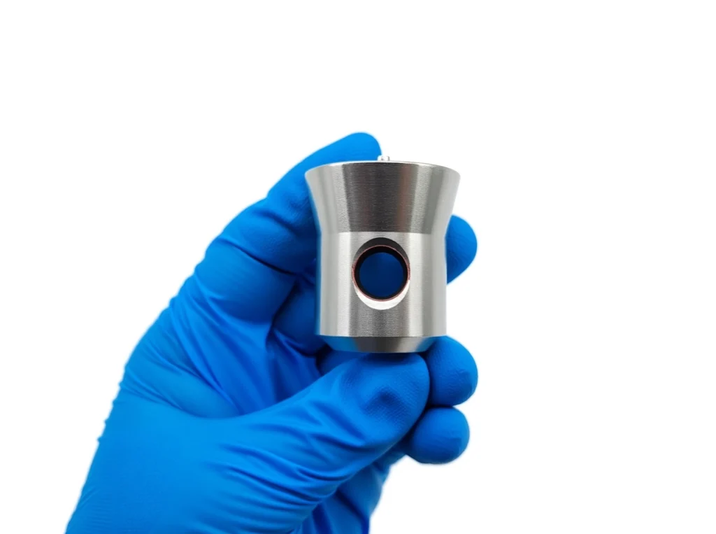 High-precision stainless steel bushing with complex geometry, machined to showcase 3 axis vs 5 axis cnc machining capabilities.