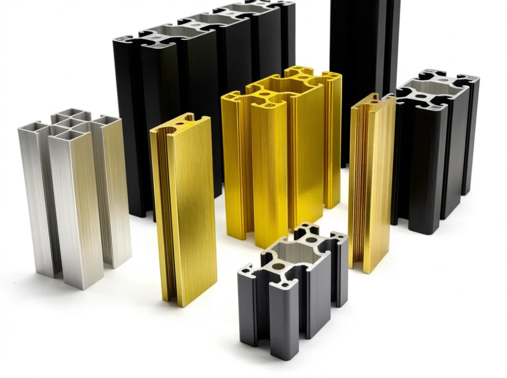 Custom Aluminum Extrusion, full range Custom Aluminum Extrusion profiles with silver/brass/black anodized finishes, multiple cavity sizes for diverse industrial solutions